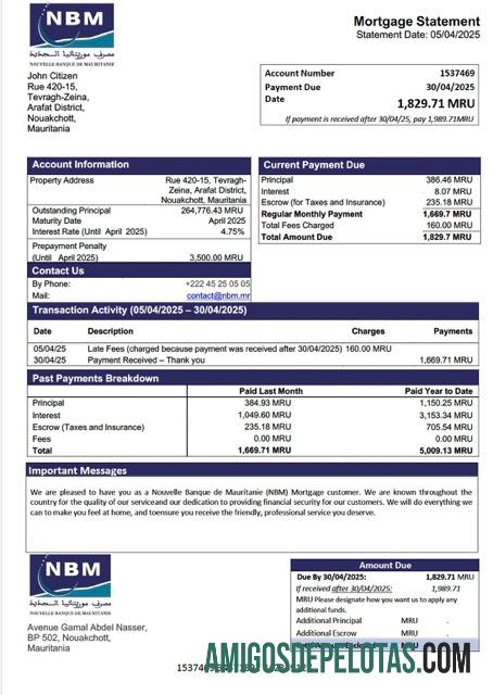para download Mauritânia Nouvelle Banque De Mauritania (NBM) Declaração de hipoteca Word e modelo PDF
